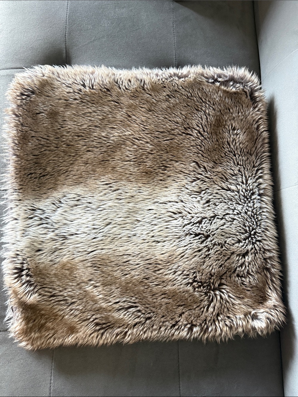 Indigo Faux Fur Accent Pillow Covers Pair - Taupe Brown